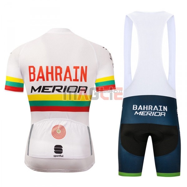 Maglia Bahrain Merida Campione Lituania Manica Corta 2018 Bianco